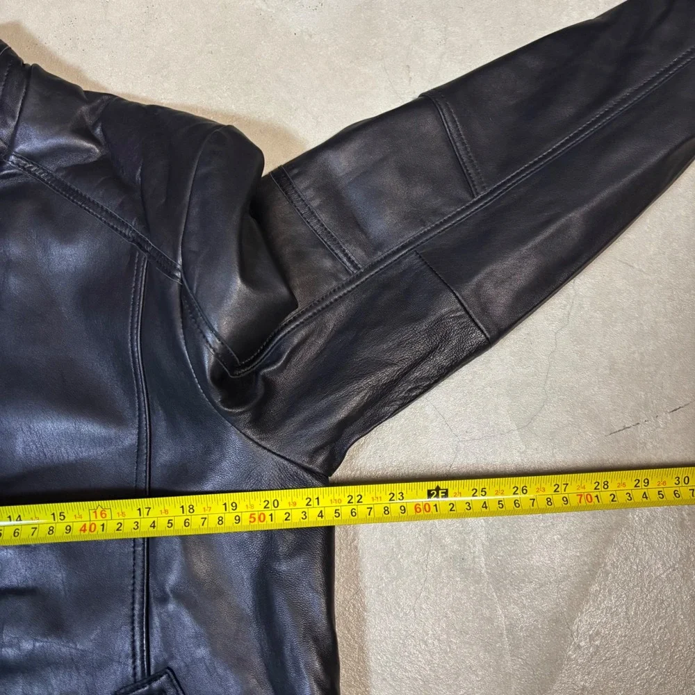 Boston Harbour Mens Black New Zealand Lamb Leather Cafe Racer Jacket Size Medium - Picture 5 of 6